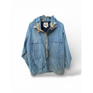 Woolrich Hooded Utility Jacket Blue Zip Front Outdoor Jacket Mens M